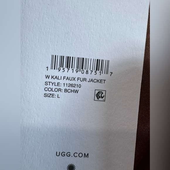 NWT UGG Kali Faux Fur Jacket Beachwood Size L Cozy Luxe - Picture 9 of 11